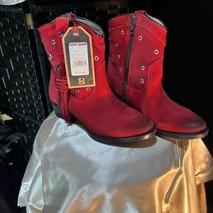 CIRCLE G WOMEN'S STUDDED SUEDE FRINGE & STUDDED ANKLE BOOTS - ROUND TOE